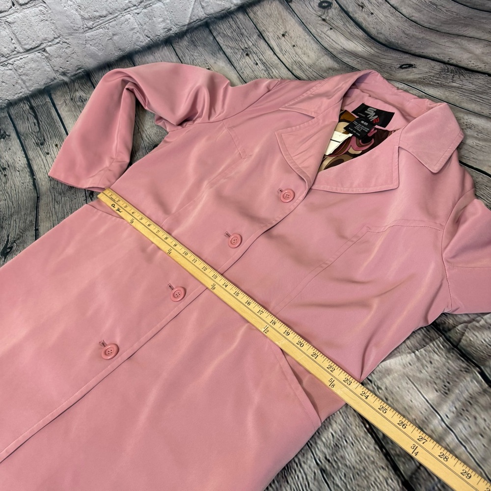 SM2 Vintage NWT Pink Trench Coat Button Down Collared Retro Inspired Size 18/20 - Picture 8 of 10